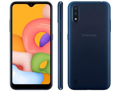 Smartphone Samsung Galaxy A01 32GB Azul Octa-Core - 2GB RAM Tela 5,7” Câm. Dupla + Câm. Selfie 5M