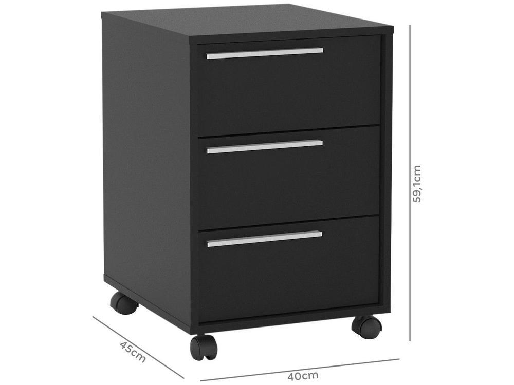 Gaveteiro com Rodinhas 3 Gavetas Politorno Maia - 7