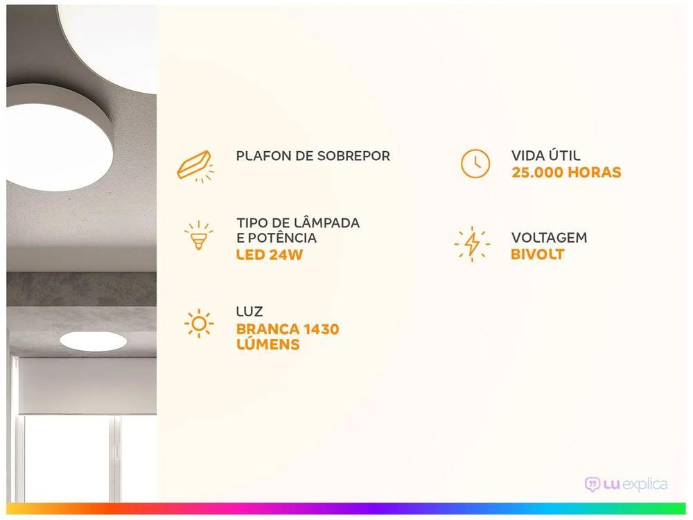 Plafon LED de Sobrepor Quadrado 24W Elgin Downlight Branco - 2