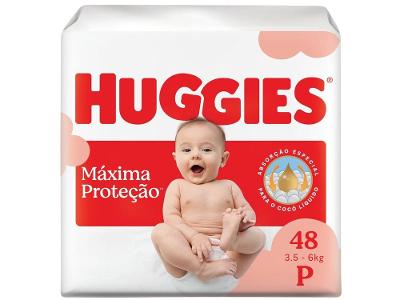 Fraldas Huggies Máxima Proteção Tam P 0 a 6kg 48 Unidades