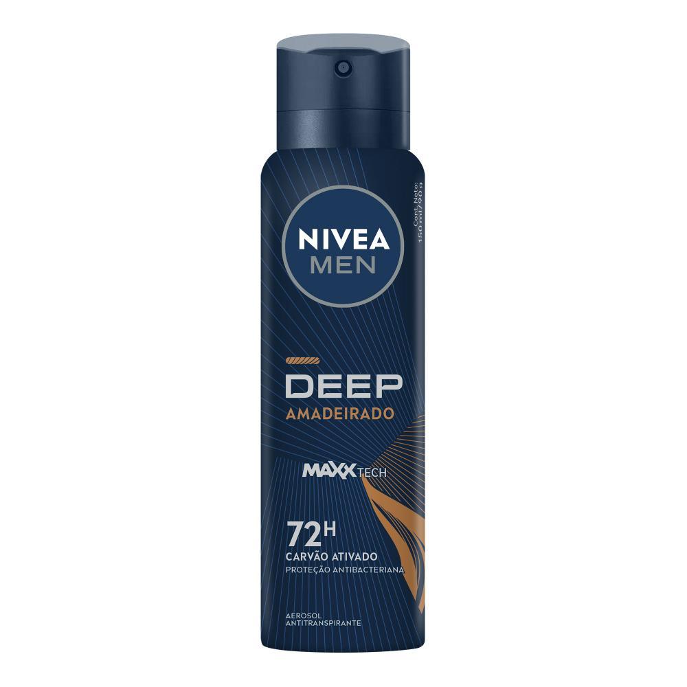NIVEA MEN Antitranspirante Aerossol Deep Amadeirado MaxxTech 150ml - 1
