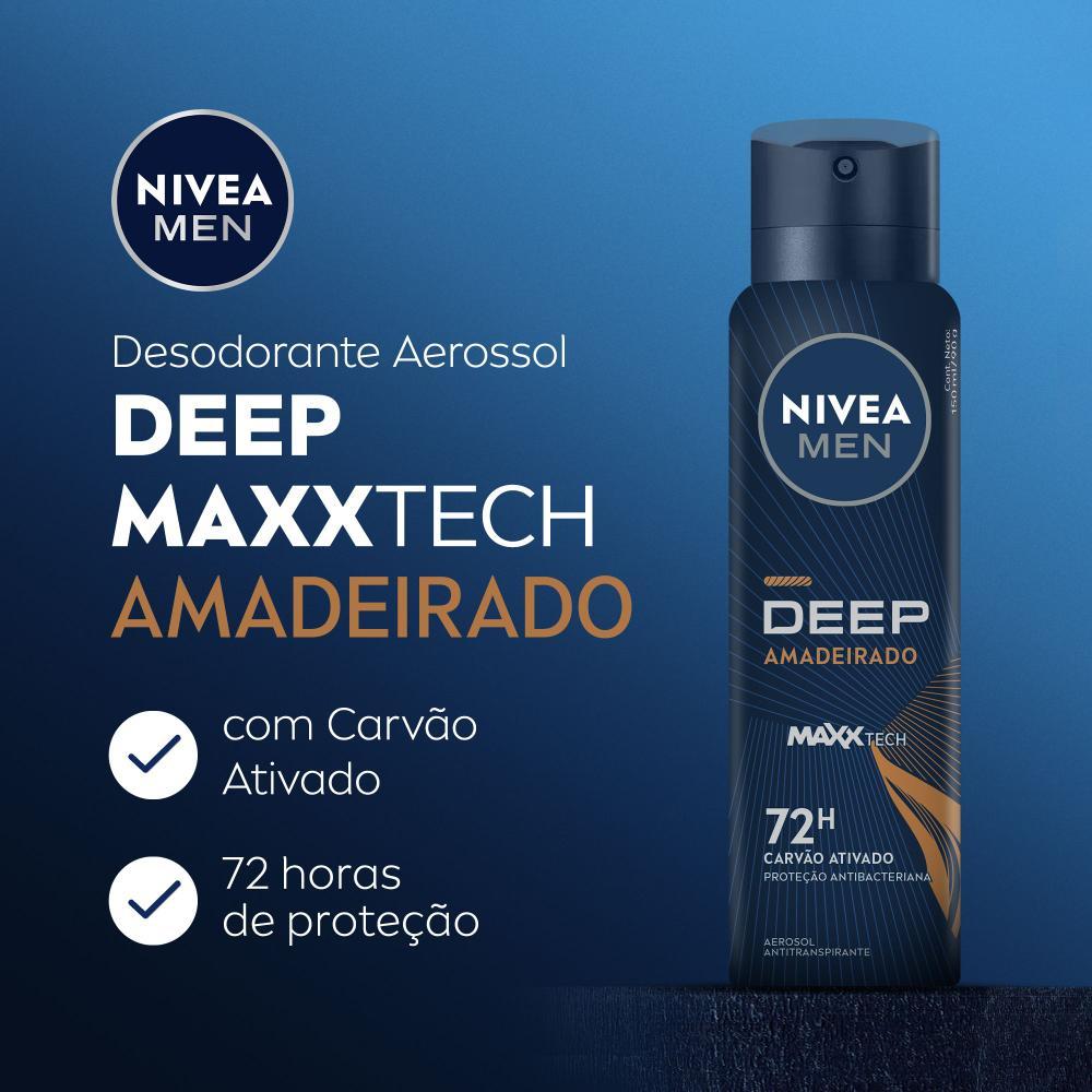 NIVEA MEN Antitranspirante Aerossol Deep Amadeirado MaxxTech 150ml - 2