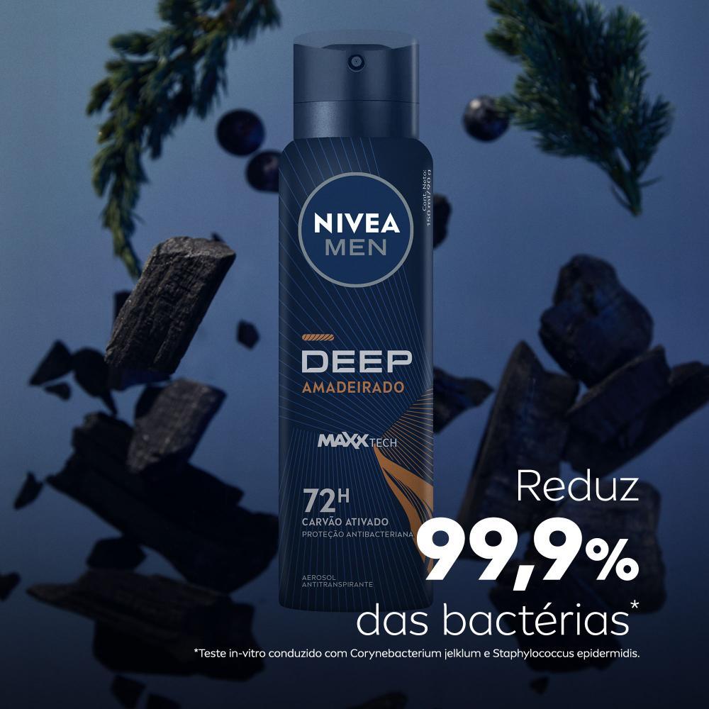 NIVEA MEN Antitranspirante Aerossol Deep Amadeirado MaxxTech 150ml - 6