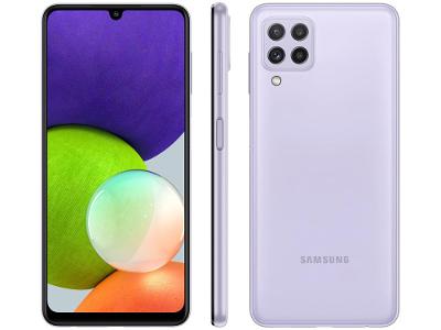 Smartphone Samsung Galaxy A22 128GB Violeta 4G - 4GB RAM Tela 6,4” Câm. Quádrupla + Selfie 13M