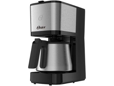 Cafeteira Elétrica Oster OCAF650 Jarra Inox 32 Cafés Preta e Prata