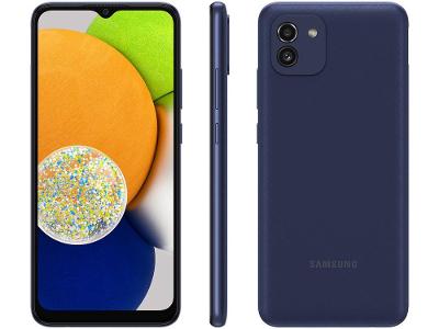 Smartphone Samsung Galaxy A03 64GB Azul 4G Octa-Core 4GB RAM Tela 6,5” Câm. Dupla + Sefie 5M