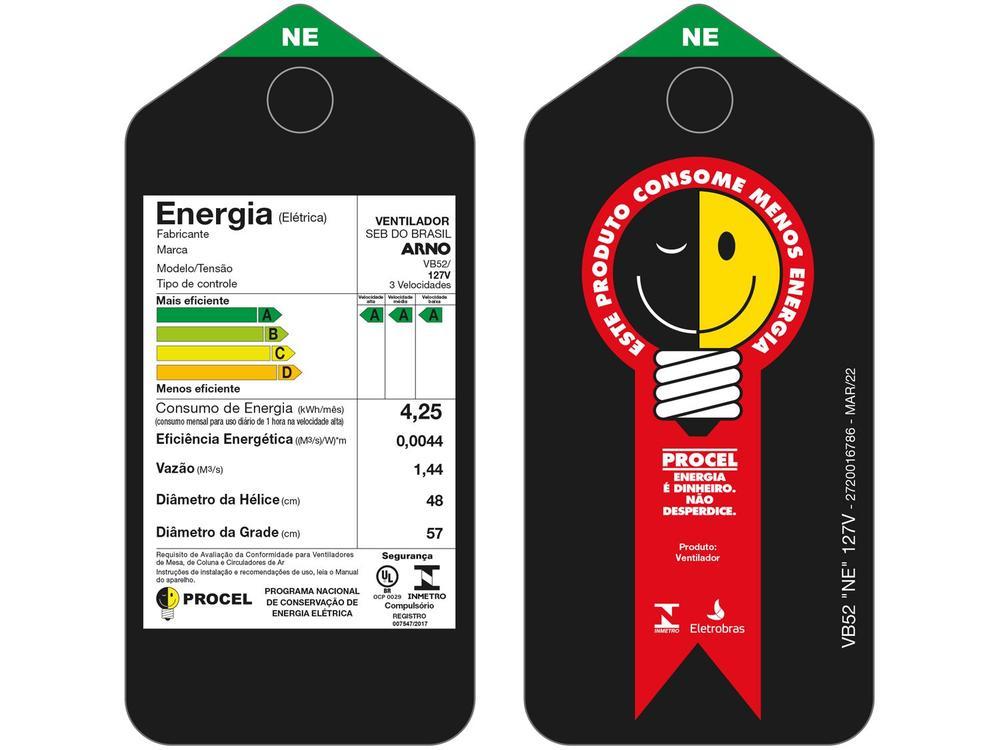 Ventilador de Coluna Arno Xtreme Force Breeze VB52 50cm 6 Pás 3 Velocidades Preto e Azul - 9