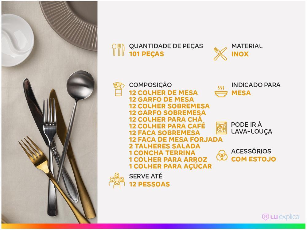 Faqueiro Tramontina Inox 101 Peças Berlin Brilho 66934214 com Estojo - 2