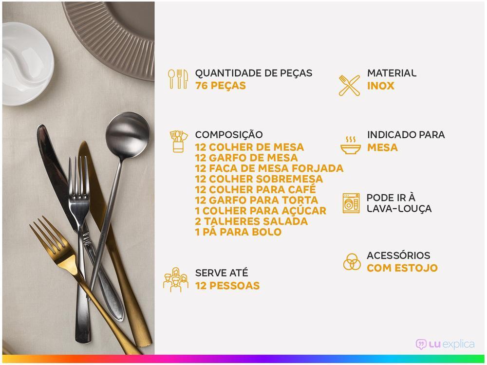 Faqueiro Tramontina Inox 76 Peças Berlin Brilho 66934304 com Estojo - 2
