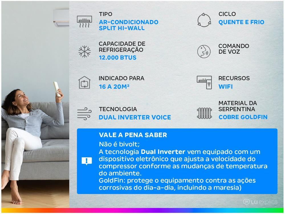 Ar-condicionado Split Hi-Wall LG Dual Inverter Voice +AI 12.000 BTUs Quente e Frio S3-W12JA31A - 12