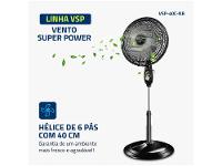 Ventilador de Coluna Mondial Super Power VSP-40C-NB 40cm 6 Pás 3 Velocidades Preto - 11