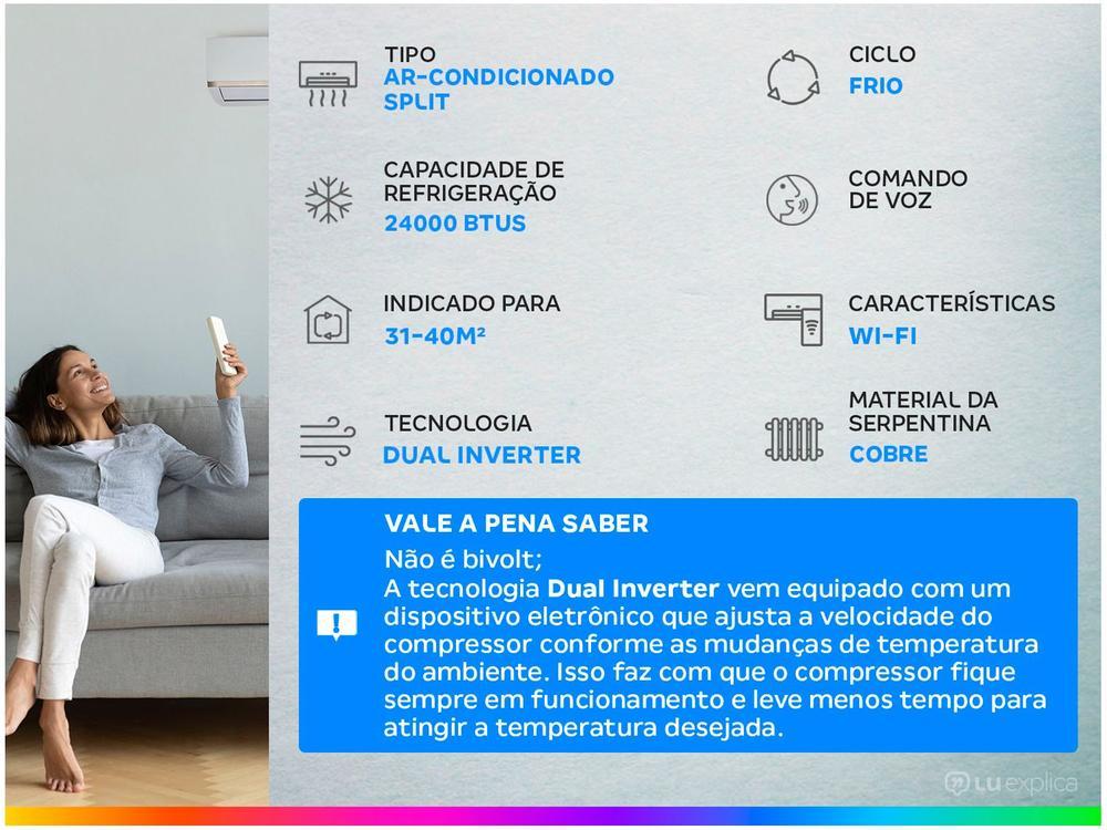 Ar-condicionado Split LG Dual Inverter 24.000 BTUs Frio Voice + AI S3NQ24K231B.EB2GAM1 - 3