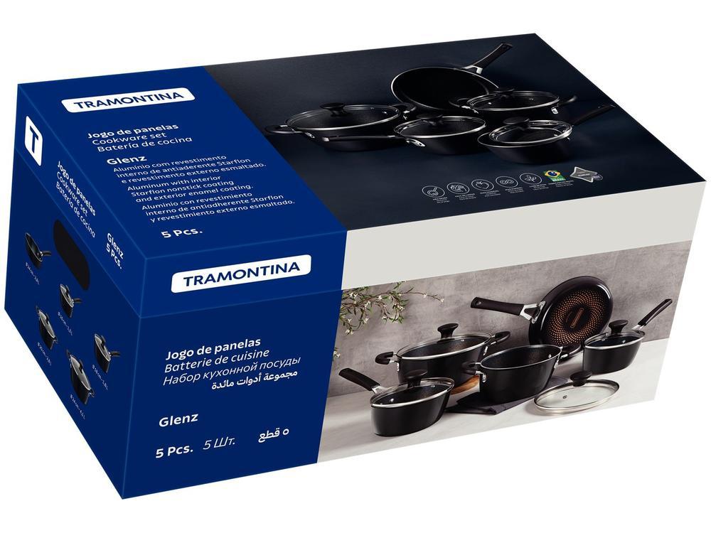 Jogo de Panelas Tramontina Antiaderente de Alumínio Cinza 5 peças Glenz - 3