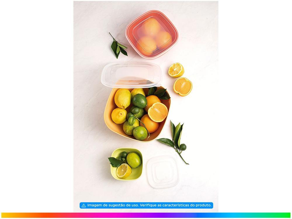 Jogo de Potes Hermético Tramontina com Tampa Quadrado MixColor 3 Peças - 2