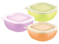 Jogo de Potes Hermético Tramontina com Tampa Quadrado 600ml MixColor 3 Peças - 1