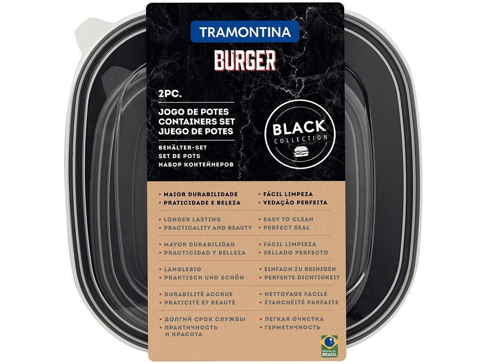 Jogo de Potes Hermético Tramontina com Tampa Quadrado 2L e 4L Burger 2 Peças - 3