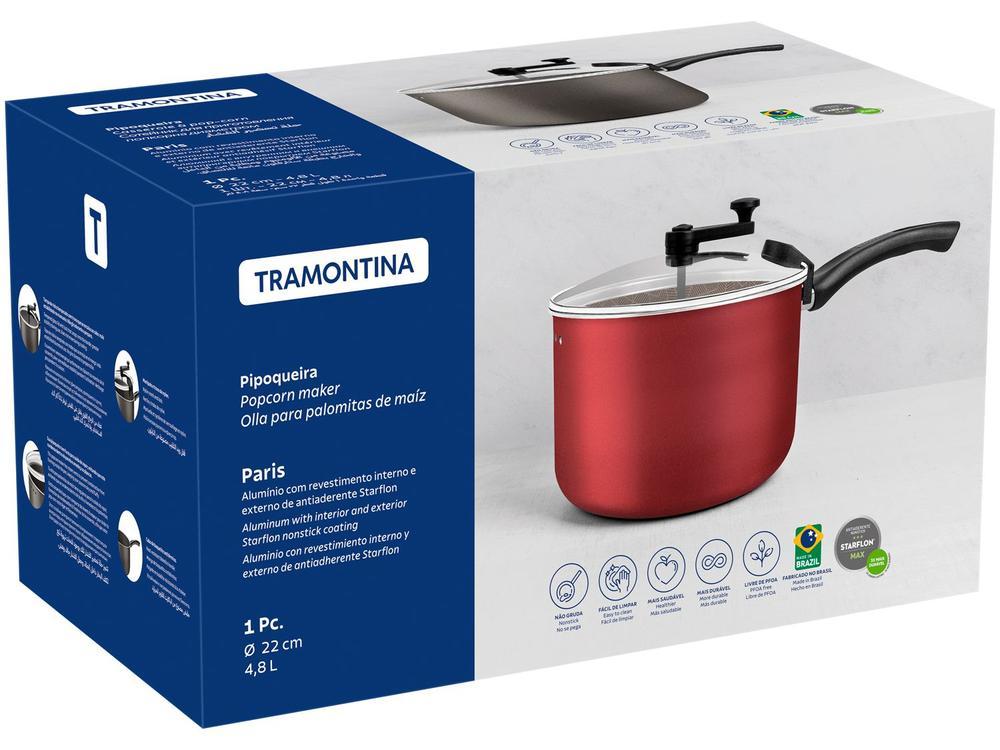 Panela Pipoqueira Tramontina Antiaderente de Alumínio 4,8L 22cm Vermelho Paris - 6