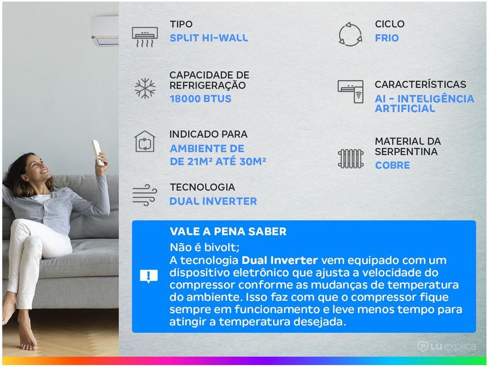 Ar-condicionado Split Hi-Wall LG Dual Inverter Compact +AI 18.000 BTUs Frio S3-Q18KLQAL - 11