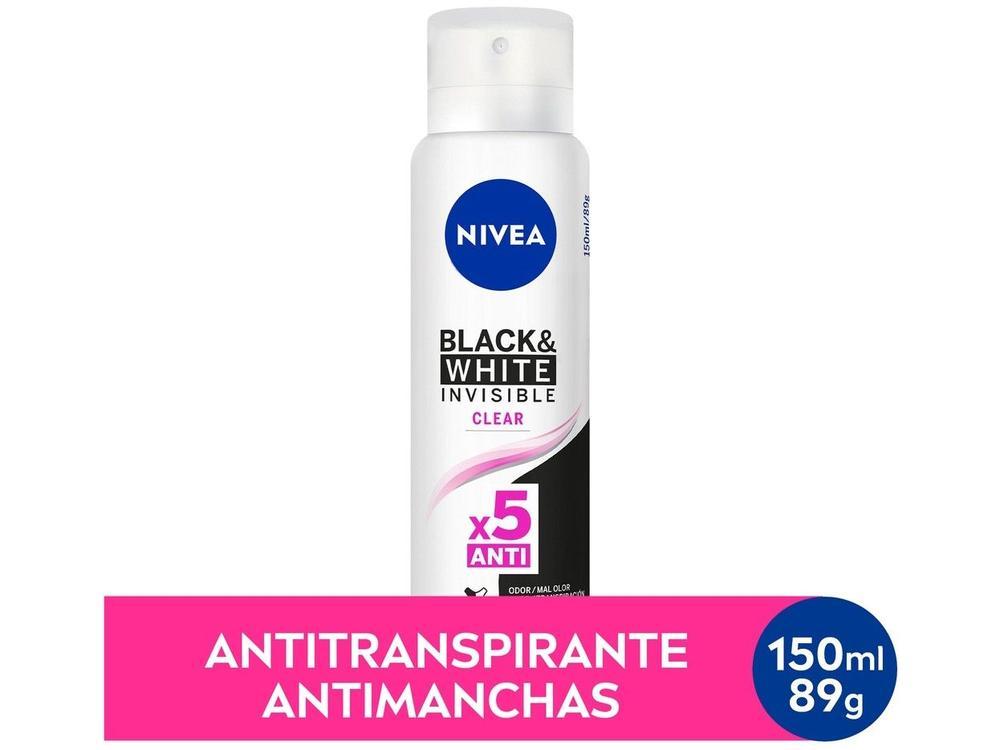 Desodorante Antitranspirante Aerossol Nivea Invisible Black & White Clear Feminino 150ml - 11
