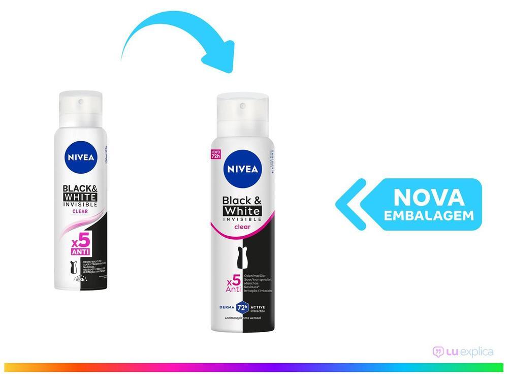 Desodorante Antitranspirante Aerossol Nivea Invisible Black & White Clear Feminino 150ml - 2