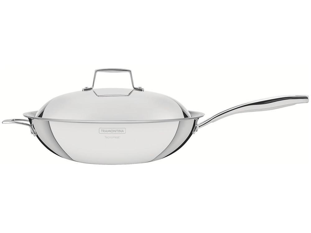 Panela Wok Antiaderente Tramontina Inox Grano 32cm - 1