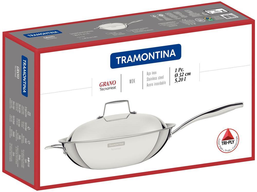 Panela Wok Antiaderente Tramontina Inox Grano 32cm - 5