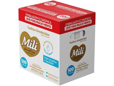 Lenço Umedecido Mili Premium Love & Care 500 unidades