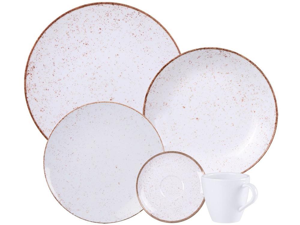 Aparelho de Jantar 20 Peças Tramontina Redondo Porcelana Branco e Marrom Mare - 10