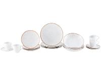 Aparelho de Jantar 20 Peças Tramontina Redondo Porcelana Branco e Marrom Mare - 1