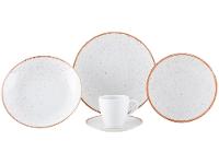 Aparelho de Jantar 20 Peças Tramontina Redondo Porcelana Branco e Marrom Mare - 3