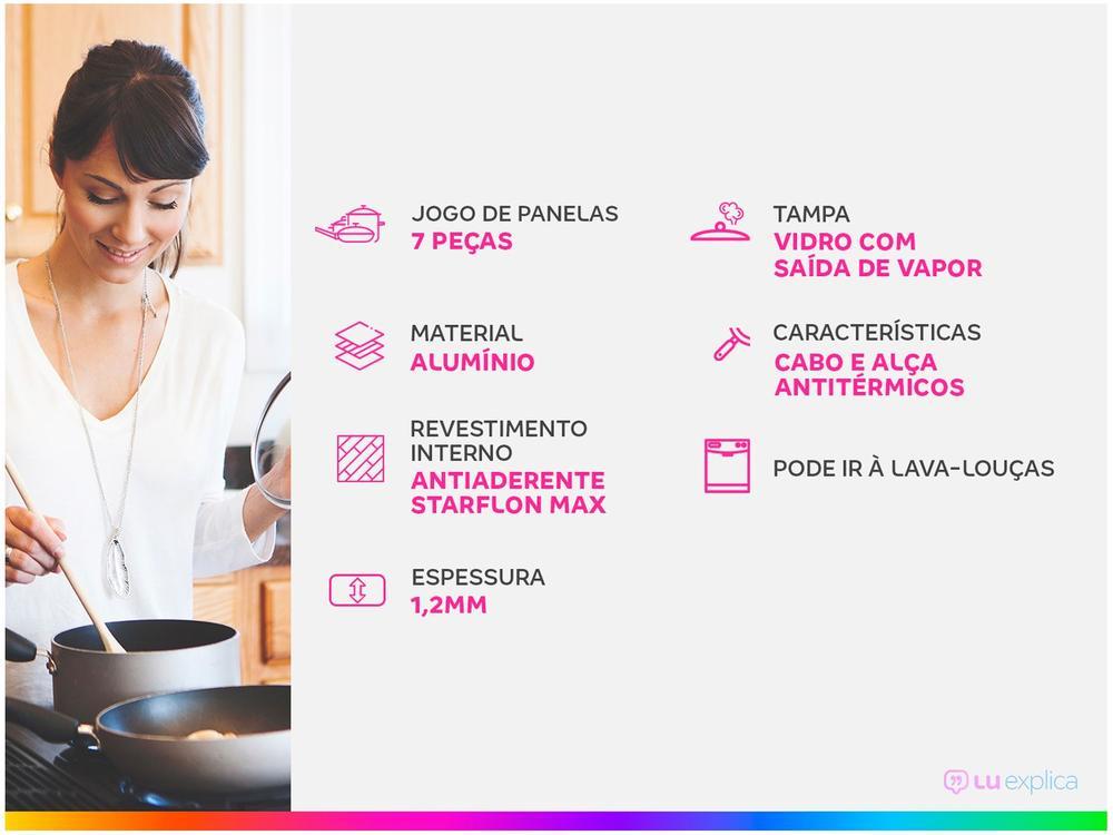 Jogo de Panelas Tramontina Antiaderente Vermelho 7 Peças Turim - 2