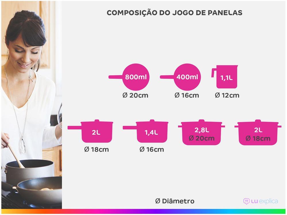 Jogo de Panelas Tramontina Antiaderente Vermelho 7 Peças Turim - 3
