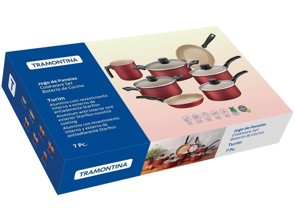 Jogo de Panelas Tramontina Antiaderente Vermelho 7 Peças Turim - 5