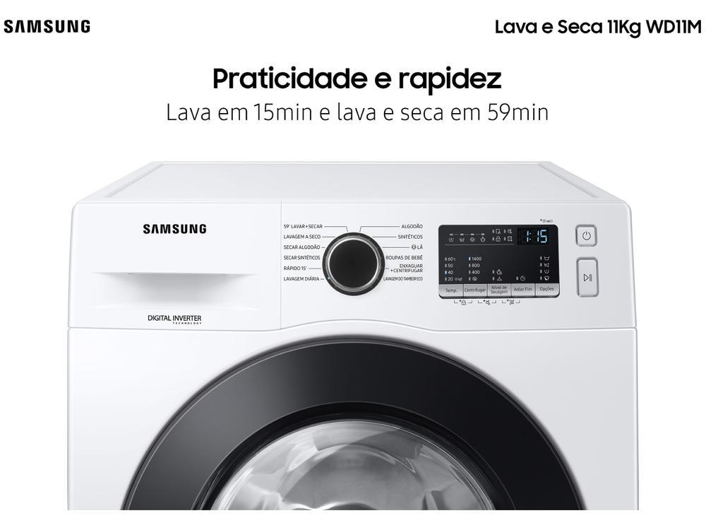 Lava e Seca Samsung 11kg Inverter 3 em 1 Água Fria Branca WD11M4473PW - 9