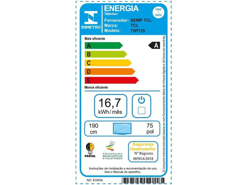 Smart TV 75” 4K LED TCL 75P735 VA 60Hz Hands - 6