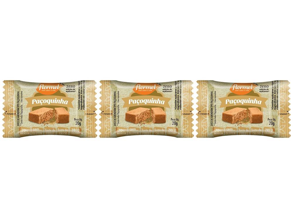 Paçoca Tablete Tradicional Flormel Zero Açúcar 60g - 3
