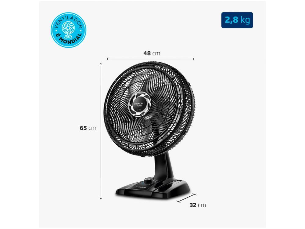 Ventilador de Mesa Mondial Turbo NVT-40-8P-B 40cm 8 Pás 3 Velocidades Preto e Prata - 12