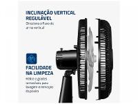 Ventilador de Mesa Mondial Turbo NVT-40-8P-B 40cm 8 Pás 3 Velocidades Preto e Prata