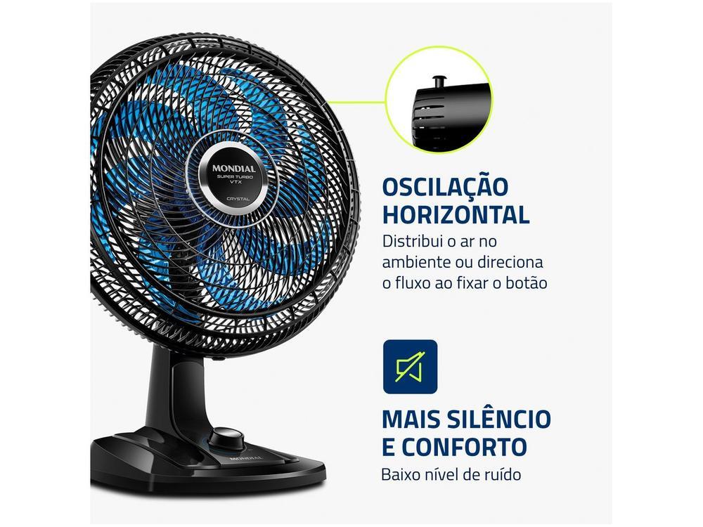 Ventilador de Mesa Mondial Super Turbo VTX-40-Crystal 40cm 8 Pás 3 Velocidades Preto e Azul - 20
