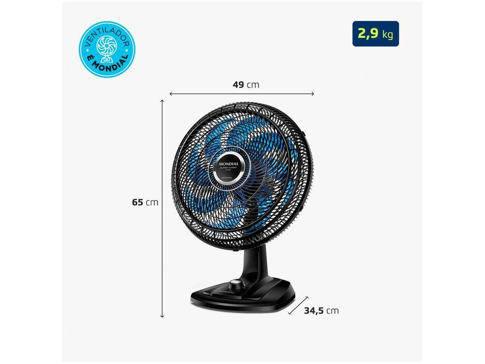 Ventilador de Mesa Mondial Super Turbo VTX-40-Crystal 40cm 8 Pás 3 Velocidades Preto e Azul - 22