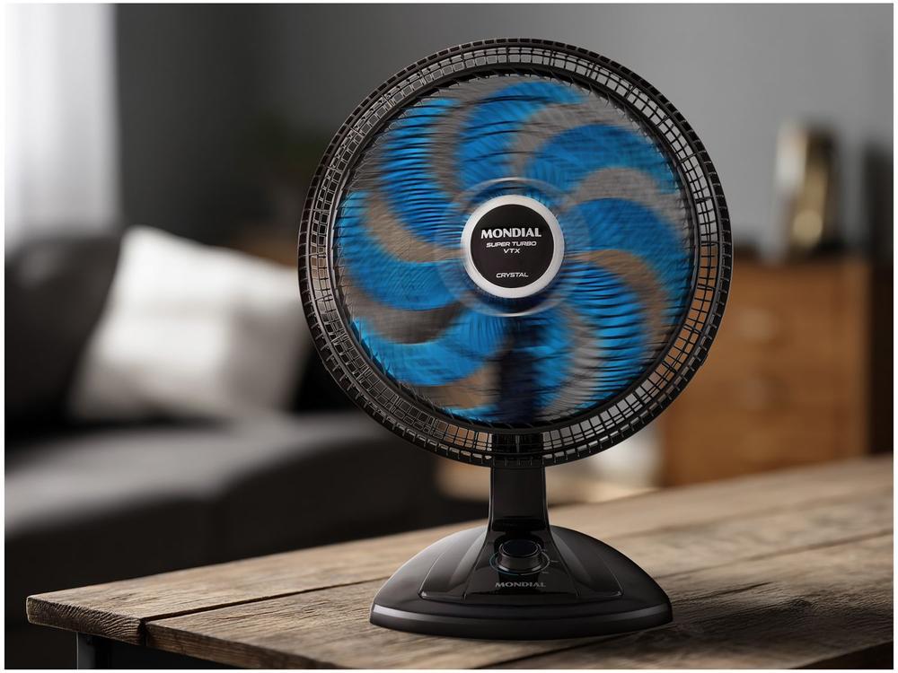 Ventilador de Mesa Mondial Super Turbo VTX-40-Crystal 40cm 8 Pás 3 Velocidades Preto e Azul - 2