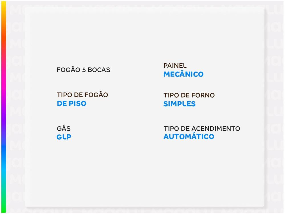 Fogão 5 Bocas Esmaltec Branco Ideal Super BR 5121 - 2