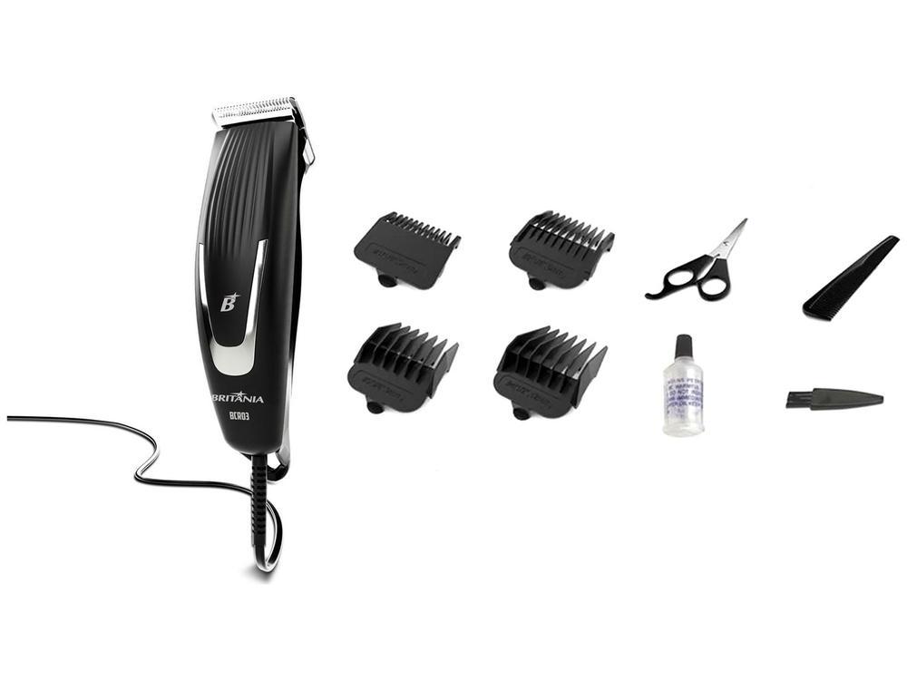 Máquina de Cortar Cabelo Britânia BCR03 5 Níveis de Altura 1 Velocidade - 12