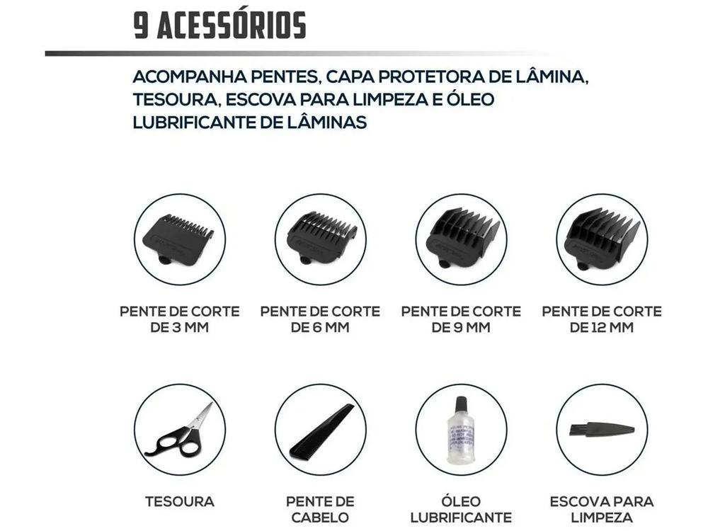 Máquina de Cortar Cabelo Britânia BCR03 5 Níveis de Altura 1 Velocidade - 2