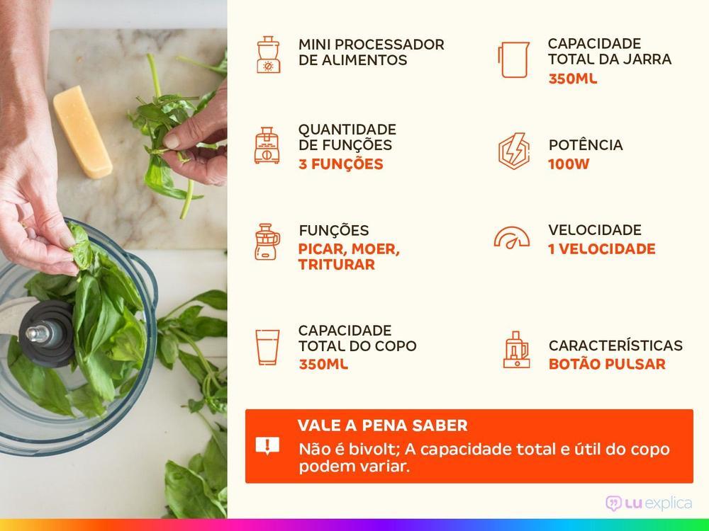 Mini Processador de Alimentos Amvox 100W Preto - 2