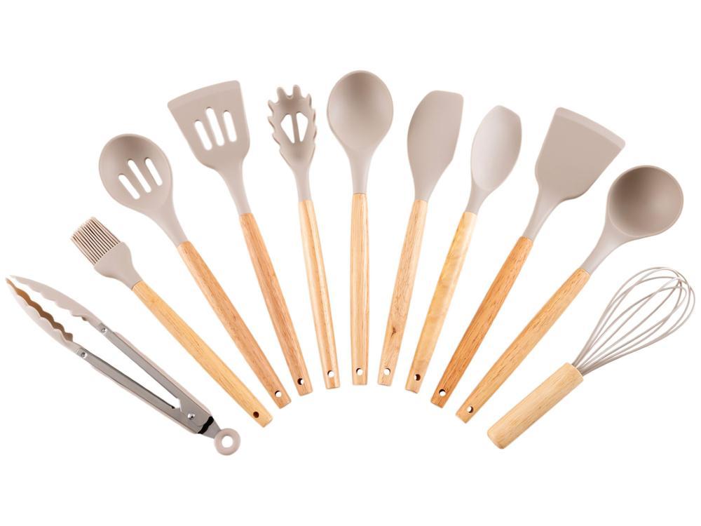 Conjunto de Utensílios de Silicone e Madeira Brinox Top Pratic Cousine 12 Peças - 3