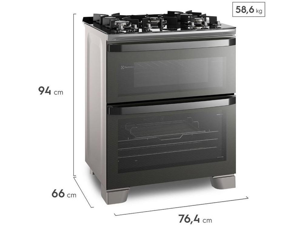 Fogão 5 Bocas Electrolux Cinza Duplo Forno com Timer FE5AD - 3