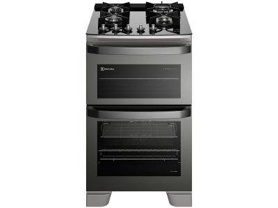 Fogão 4 Bocas Electrolux Cinza Duplo Forno com Timer FE4AD