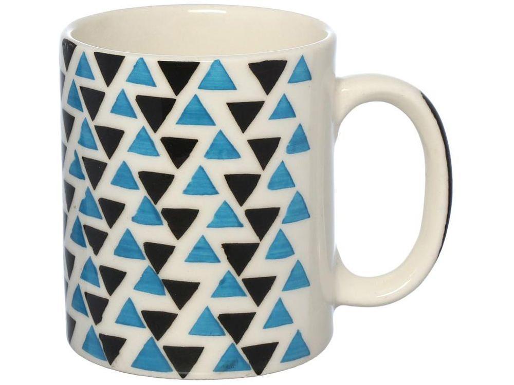 Caneca Chá e Café de Cerâmica Azul e Preto 300ml Hauskraft Reta Triade CANC185 - 1