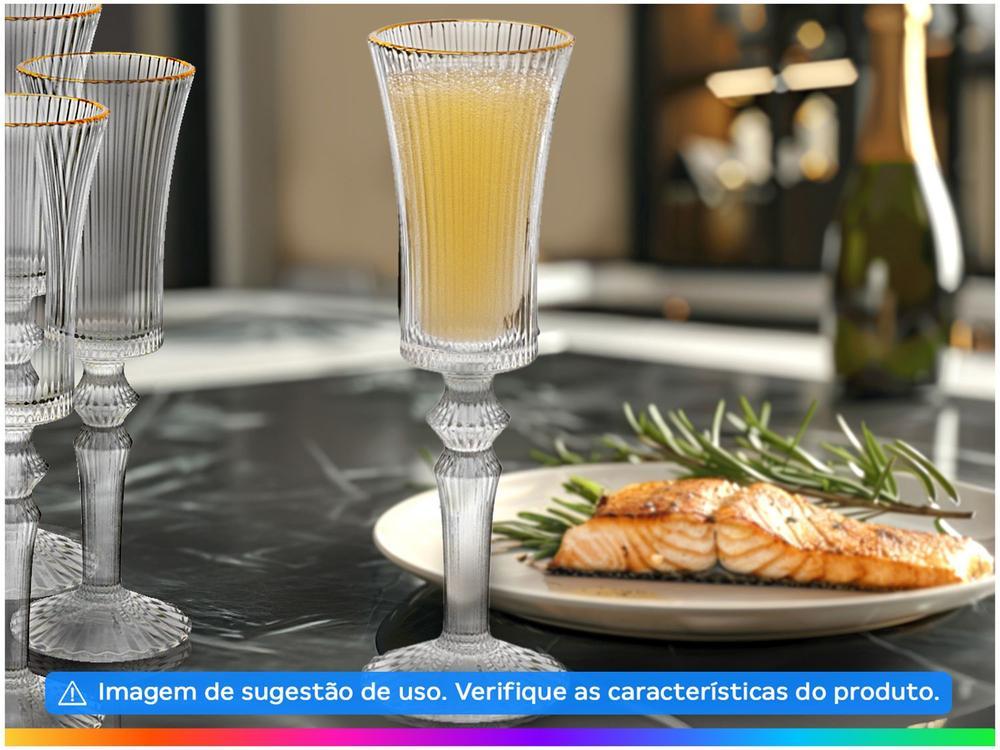 Jogo de Taças de Vidro para Champanhe Transparente e Dourado 150ml 6 Peças Hauskraft Graffiato - 2